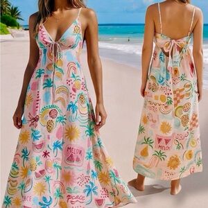 Tropical Print Maxi Dress